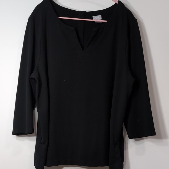 Chico's | Black Relaxed Boxy 3/4 Sleeve Blouse Size XL - Picture 1 of 7